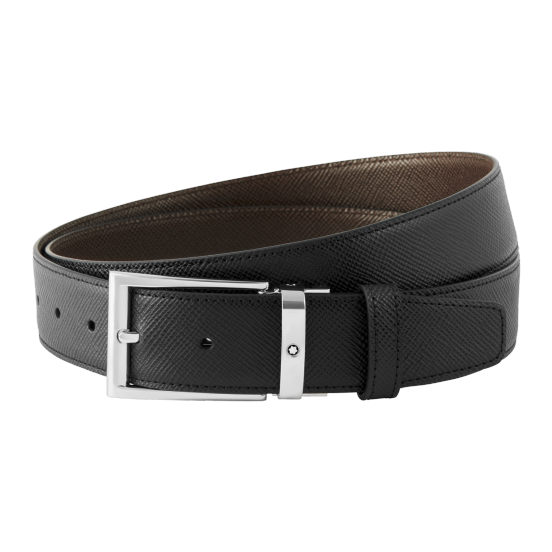 Montblanc melna/brūna 35 mm divpusēja ādas josta