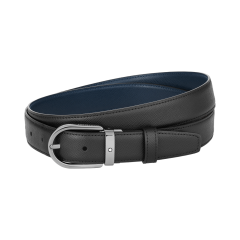 Josta Montblanc ar pakavveida sprādzi, 30 mm, melnās/zilās krāsās, ādas